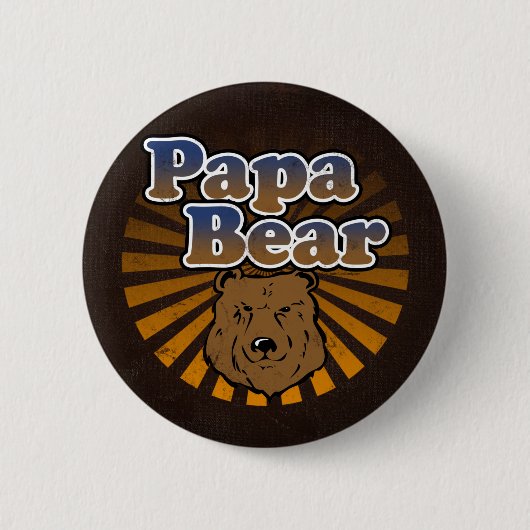 Cool Papa-Beer, bruin/blauw/goudpap Gift Ronde Button 5,7 Cm (Voorkant)