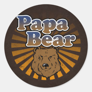 Cool Papa-Beer, bruin/blauw/goudpap Gift Ronde Sticker
