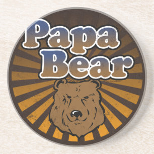 Cool Papa-Beer, bruin/blauw/goudpap Gift Zandsteen Onderzetter