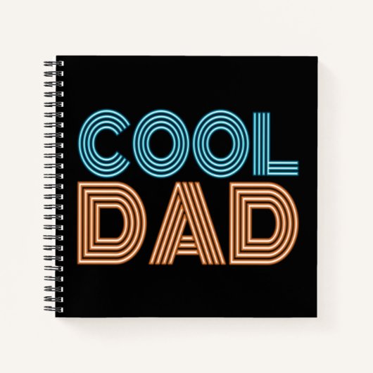 Cool Papa Fête des pères Neon Typographie | CARNET (Devant)