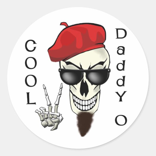 Cool papa - O Beatnik Skull Ronde Sticker (Voorkant)