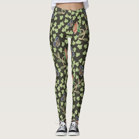 Cool Papillon Rose Leggings noirs (Devant)