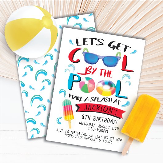 Cool par Pool Boy Anniversaire de fête Invitation
