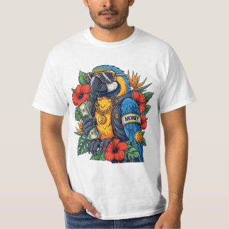 Cool Parrot with Cash – Tropical Rich Vibes T-Shir T-shirt