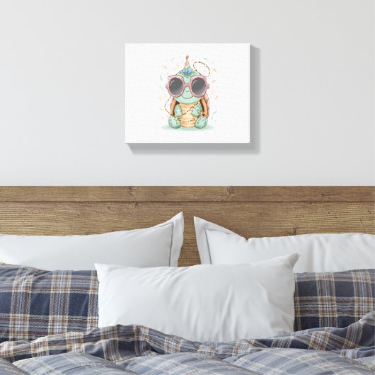 Cool Party Turtle Canvas Afdruk (Insitu (Slaapkamer))