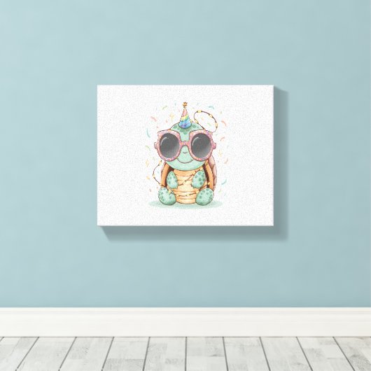 Cool Party Turtle Canvas Afdruk (Insitu (Houten vloer))