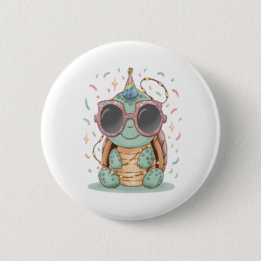 Cool Party Turtle Ronde Button 5,7 Cm (Voorkant)