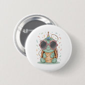 Cool Party Turtle Ronde Button 5,7 Cm (Voorkant /achterkant)