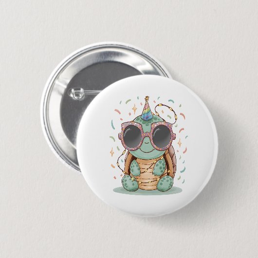 Cool Party Turtle Ronde Button 5,7 Cm (Voorkant /achterkant)
