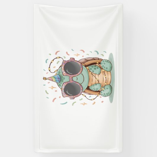 Cool Party Turtle Spandoek (Verticaal)