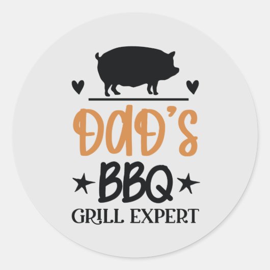 Cool Pa's BBQ grill expert word art Ronde Sticker (Voorkant)
