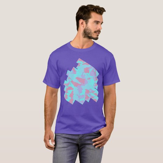 Cool Pastel Camo Pattern Digital Sketch T-shirt (Voorkant volledig)