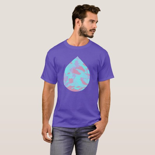 Cool Pastel Camo Pattern Teardrop T-shirt (Voorkant volledig)