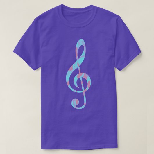 Cool Pastel Camo Pattern Treble Clef T-shirt (Design voorkant)