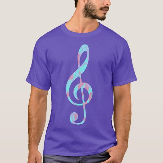 Cool Pastel Camo Pattern Treble Clef T-shirt (Voorkant)