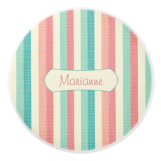 Cool Pastel Denim Stripes gepersonaliseerd Keramische Knop (Voorkant)