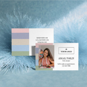 Cool Pastel Kleuren Logo Persoonlijke Foto Visitekaartje