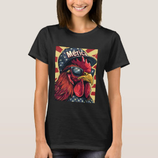 Cool Patriotische Kip Merica Amerikaanse Vlag Kip T-shirt