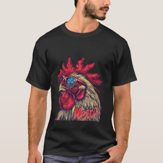 Cool Patriotische Kip Merica Amerikaanse Vlag Kip T-shirt