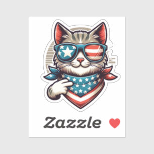 Cool Patriottische kat met vlagtinten Sticker