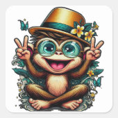 Cool Peace Monkey with Hat Sticker Sheet (Voorkant)