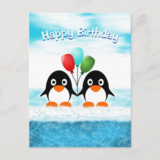 Cool Penguin Birthday Briefkaart (Voorkant)