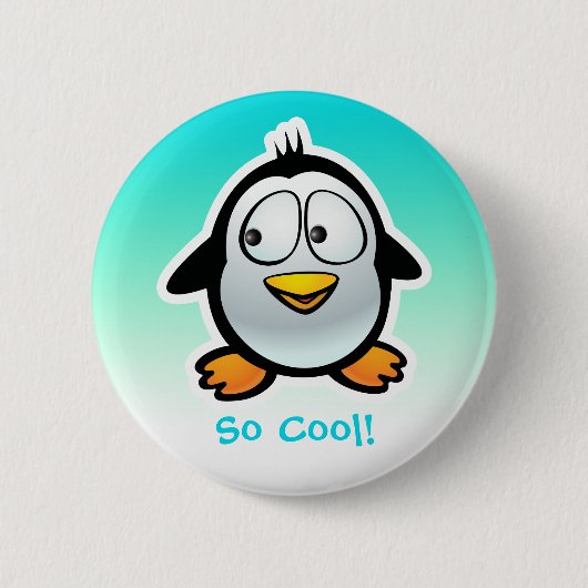 Cool Penguin Cartoon Ronde Button 5,7 Cm (Voorkant)