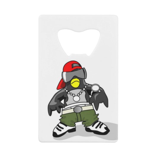 Cool Penguin Guy Kredietkaart Flessenopener (Voorkant)