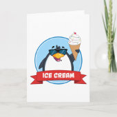 Cool Penguin Holding Ice Cream Kaart (Voorkant)