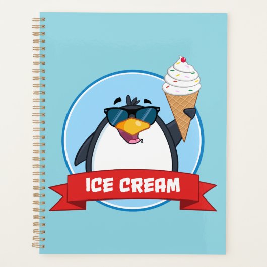 Cool Penguin Holding Ice Cream Planner (Voorkant)