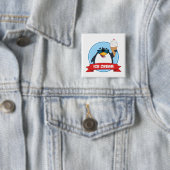 Cool Penguin Holding Ice Cream Vierkante Button 5,1 Cm (In situ)