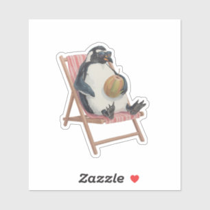 Cool Penguin Sticker   Cute Summer Scrapbook Decal
