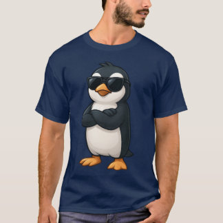 Cool penguin with crossed arms confident gamer car t-shirt