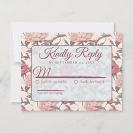 Cool Peonies Flower Romantic Wedding RSVP Kaartje