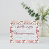 Cool Peonies Flower Romantic Wedding RSVP Kaartje (Staand voorkant)