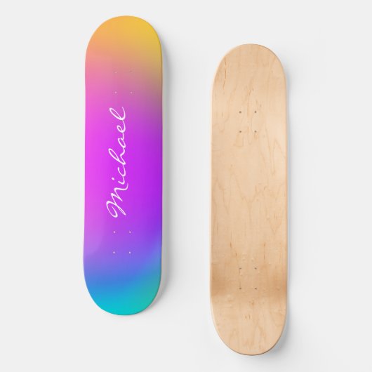 Cool Personalized Neon Ombre Skateboard (Voorkant)
