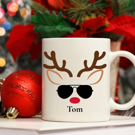 Cool personnalisé Sunglass Reindeer Christmas Mug