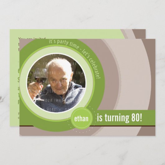 COOL PHOTO ANNIVERSAIRE INVITATIONS :: circulaire  (Devant / Derrière)