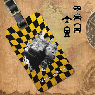 Cool Photo Bagagelabel, Gepersonaliseerd, Zwart/Go Bagagelabel