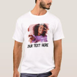 Cool photo Grunge T-shirt personnalisé<br><div class="desc">Super cadeau pour ton copain ! T-shirt photo personnalisé disant votre propre message personnalisé ou texte en cool grunge photo de typographie dans une découpe de masque cool en détresse. Personnalisation simple et facile !</div>