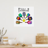 Cool Pickleball Paddle Sports Rainbow Poster (Keuken)