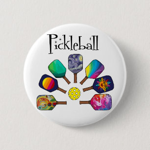 Cool Pickleball Paddle Sports Rainbow Ronde Button 5,7 Cm