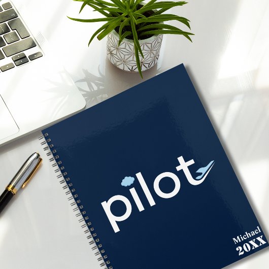 Cool 'Pilot' Typografie Vliegtuig & Foto, Aangepas Planner