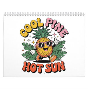 Cool Pine Hot Sun Retro Ananas Zomer Vibe Kalender