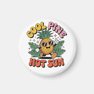 Cool Pine Hot Sun Retro Ananas Zomer Vibe Magneet
