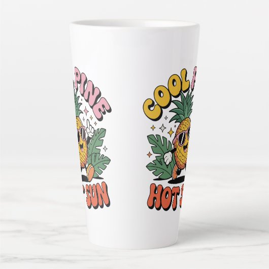 Cool Pine Hot Sun Retro Pineapple Summer Vibes Latte Mok (Voorkant)