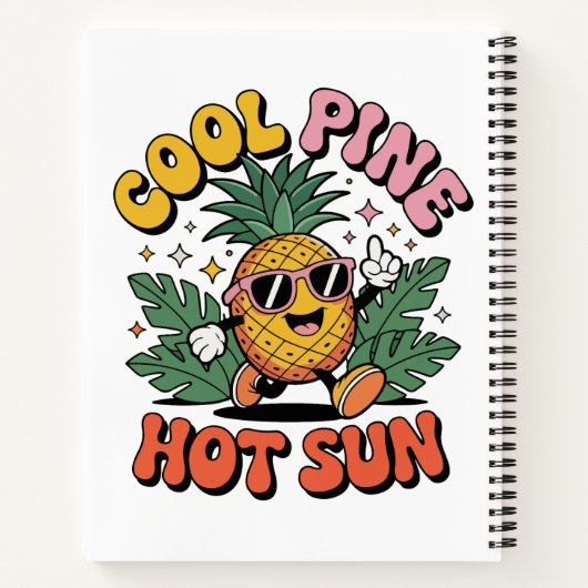 Cool Pine Hot Sun Retro Pineapple Summer Vibes Notitieboek (Achterkant)