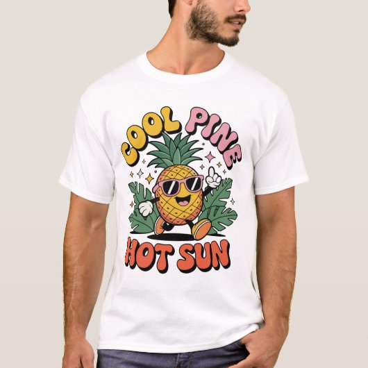 Cool Pine Hot Sun Retro Pineapple Summer Vibes T-shirt (Voorkant)