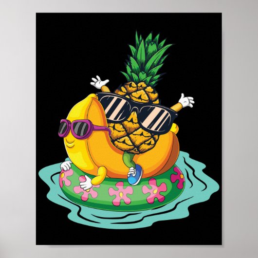 Cool Pineapple Banana Summer Vacation Relax Poster (Voorkant)