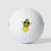 Cool Pineapple Dude Rolling op een ananas Ring Golfballen (Voorkant)